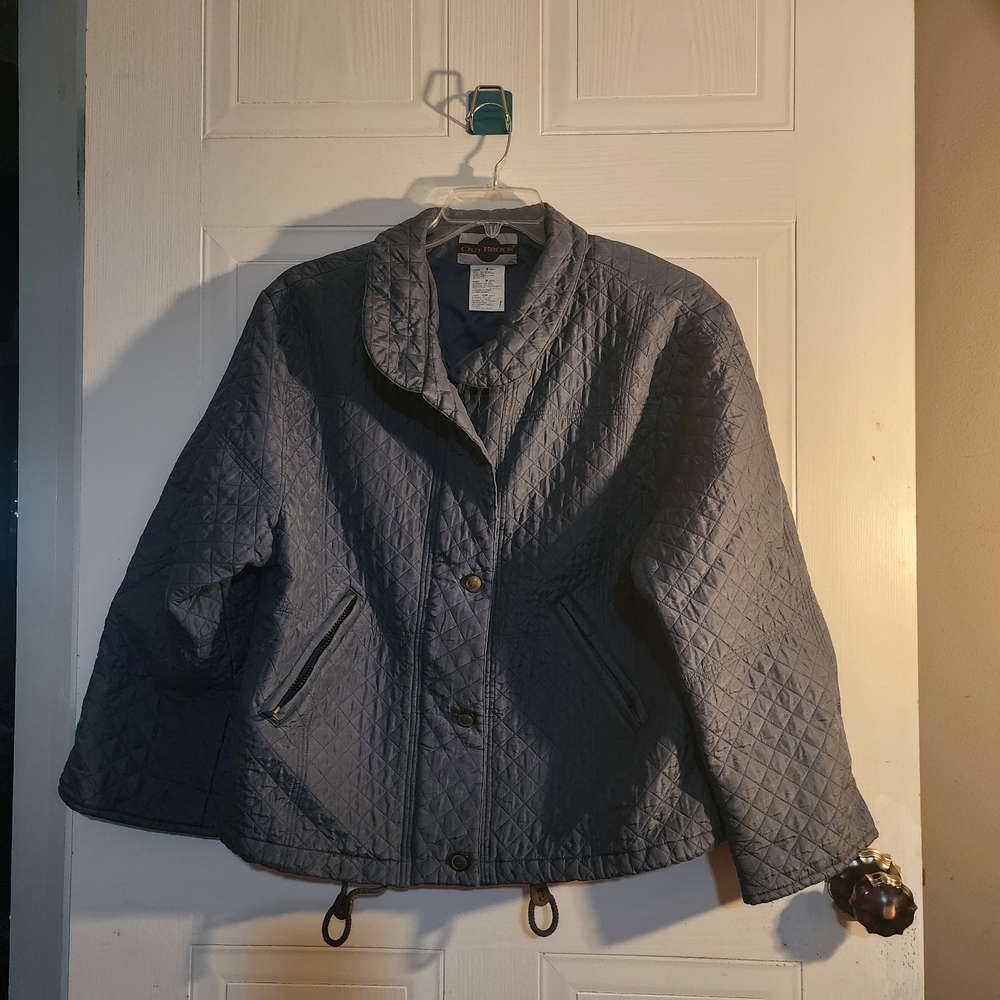 Women's Out Brook Blue Quilted Jacket Size Small Zip Up and Button-Up Front